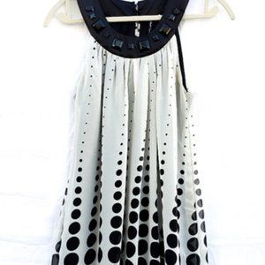 Flirty Black & White Polka Dot Bubble Dress w/ Jeweled Collar